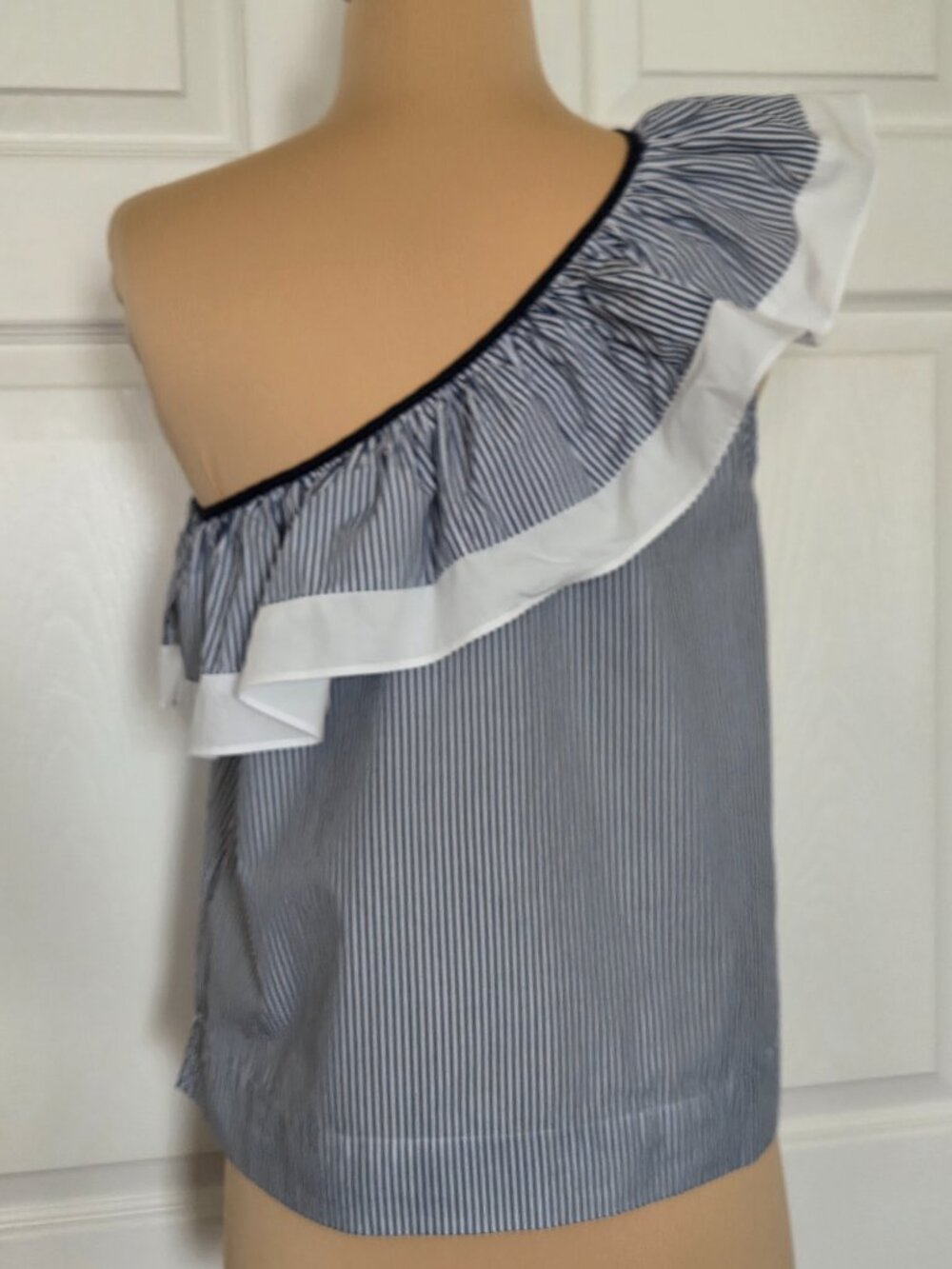 J.Crew Striped One Shoulder Ruffle Top - Picture 9 of 16